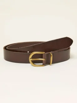 Chocoladebruin - FatFace effen leren riem