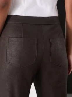 Chocoladebruin - Faux Leather Flared Trousers