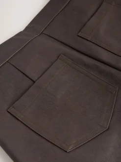 Chocoladebruin - Faux Leather Flared Trousers