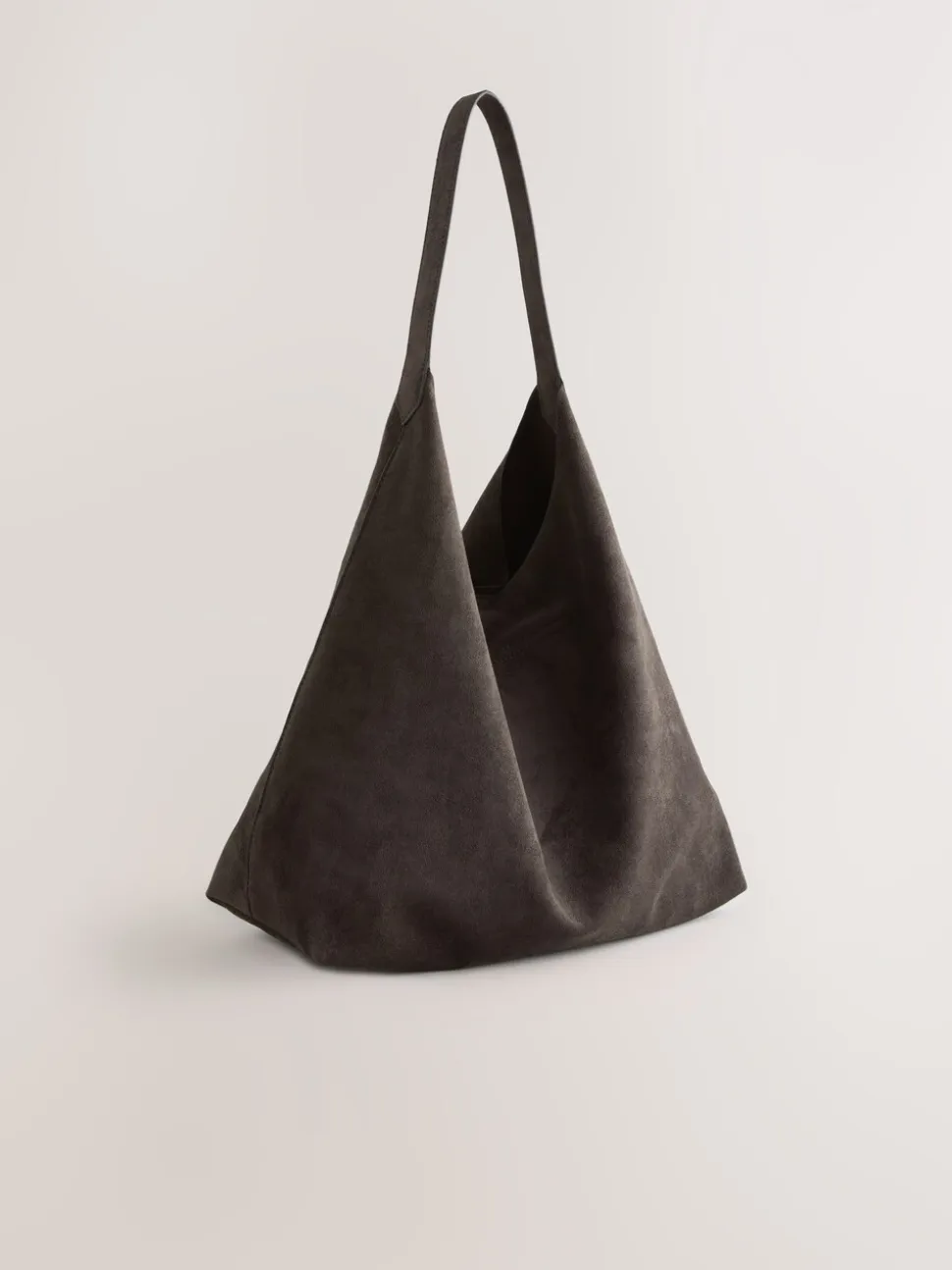 Chocoladebruin - Faux Suede Slouchy Shoulder Bag