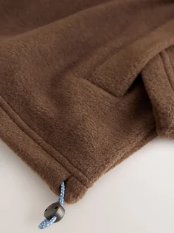 Chocoladebruin - Fleece trui met korte rits
