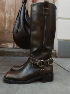 Chocoladebruin - Forever Comfort® Knee High Biker Boots