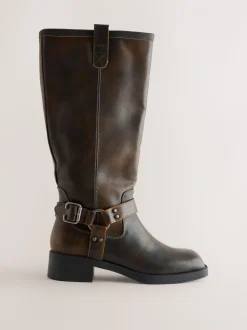 Chocoladebruin - Forever Comfort® Knee High Biker Boots