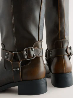 Chocoladebruin - Forever Comfort® Knee High Biker Boots