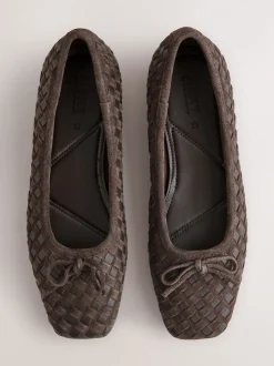 Chocoladebruin - Forever Comfort® Leather Weave Ballet Flats