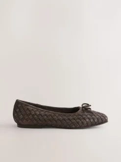 Chocoladebruin - Forever Comfort® Leather Weave Ballet Flats