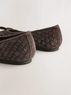 Chocoladebruin - Forever Comfort® Leather Weave Ballet Flats
