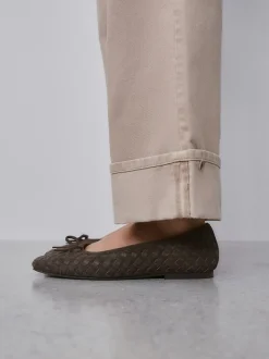 Chocoladebruin - Forever Comfort® Leather Weave Ballet Flats