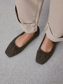 Chocoladebruin - Forever Comfort® Leather Weave Ballet Flats