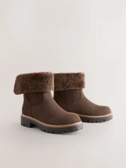 Chocoladebruin - Forever Comfort® Faux Fur Cuff Ankle Boots