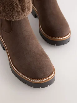 Chocoladebruin - Forever Comfort® Faux Fur Cuff Ankle Boots