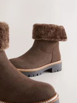 Chocoladebruin - Forever Comfort® Faux Fur Cuff Ankle Boots