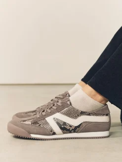 Chocoladebruin - Forever Comfort® Slimeline Side Stripe Lace Up Trainers