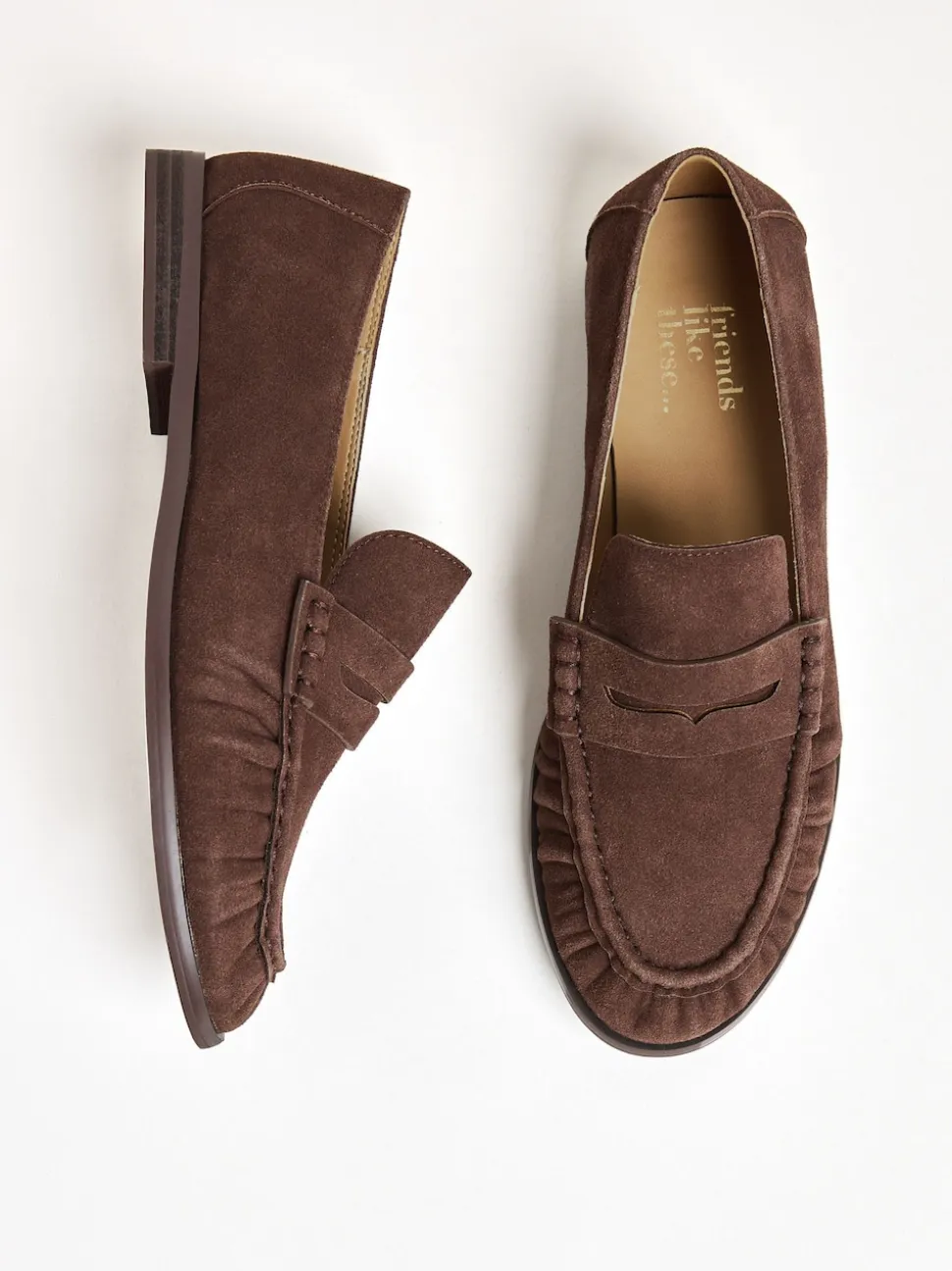 Chocoladebruin - Friends Like These Flat Ruched Comfort Slip On Penny Loafers