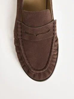 Chocoladebruin - Friends Like These Flat Ruched Comfort Slip On Penny Loafers