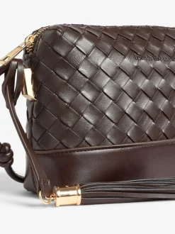 Chocoladebruin - Friends Like These Weave Knotted Handle Cross-Body Bag