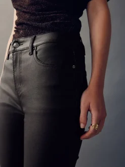 Chocoladebruin - Gecoate denim skinny jeans