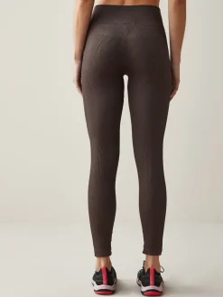 Chocoladebruin - Geribbelde naadloze legging met hoge taille