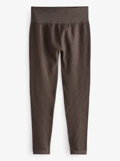 Chocoladebruin - Geribbelde naadloze legging met hoge taille