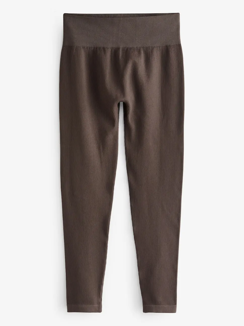 Chocoladebruin - Geribbelde naadloze legging met hoge taille
