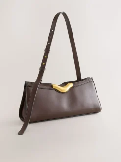 Chocoladebruin - Hardware Detail Shoulder Bag