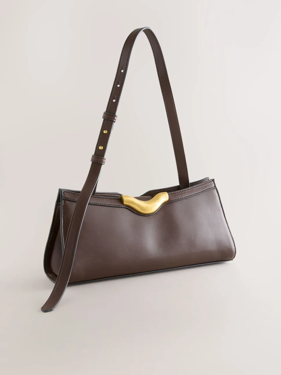 Chocoladebruin - Hardware Detail Shoulder Bag