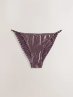 Chocoladebruin - High Shine Spot Tanga Knickers
