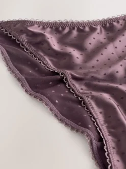 Chocoladebruin - High Shine Spot Tanga Knickers