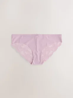 Chocoladebruin / Huidskleur / Mauve / Roze - 3 Niet-aftekenende slips met kanten achterkant