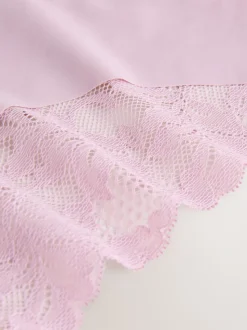 Chocoladebruin / Huidskleur / Mauve / Roze - 3 Niet-aftekenende slips met kanten achterkant