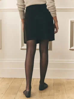 Chocoladebruin - Laura Ashley Dogtooth Check Mini Skirt with Wool