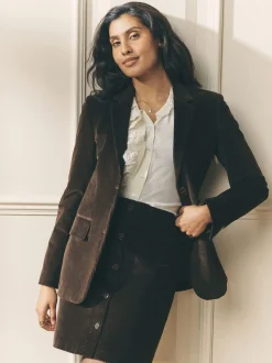 Chocoladebruin - Laura Ashley Heritage Dogtooth Check Blazer with Wool