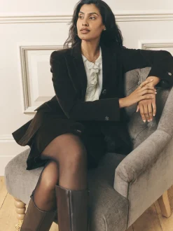 Chocoladebruin - Laura Ashley Heritage Dogtooth Check Blazer with Wool