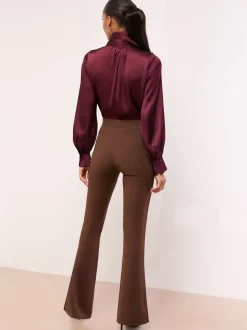 Chocoladebruin - Lipsy - Contour flare bootleg-broek met hoge taille