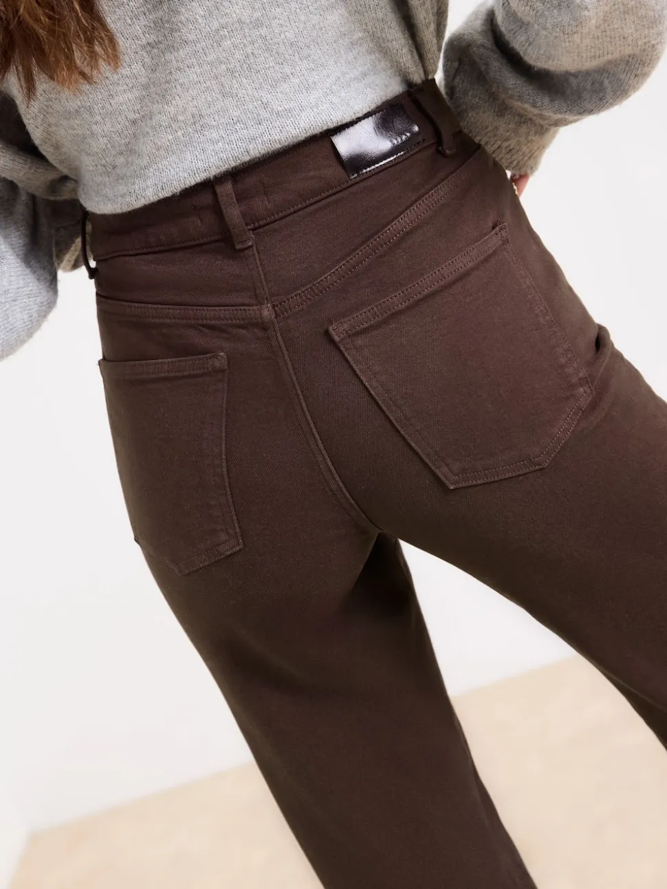 Chocoladebruin - Lipsy - Jeans met een middelhoge taille en wijde pijpen