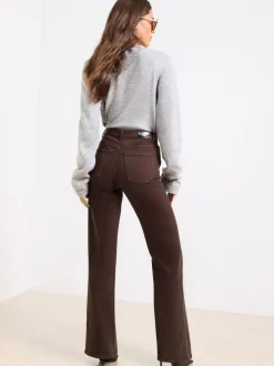 Chocoladebruin - Lipsy - Jeans met een middelhoge taille en wijde pijpen