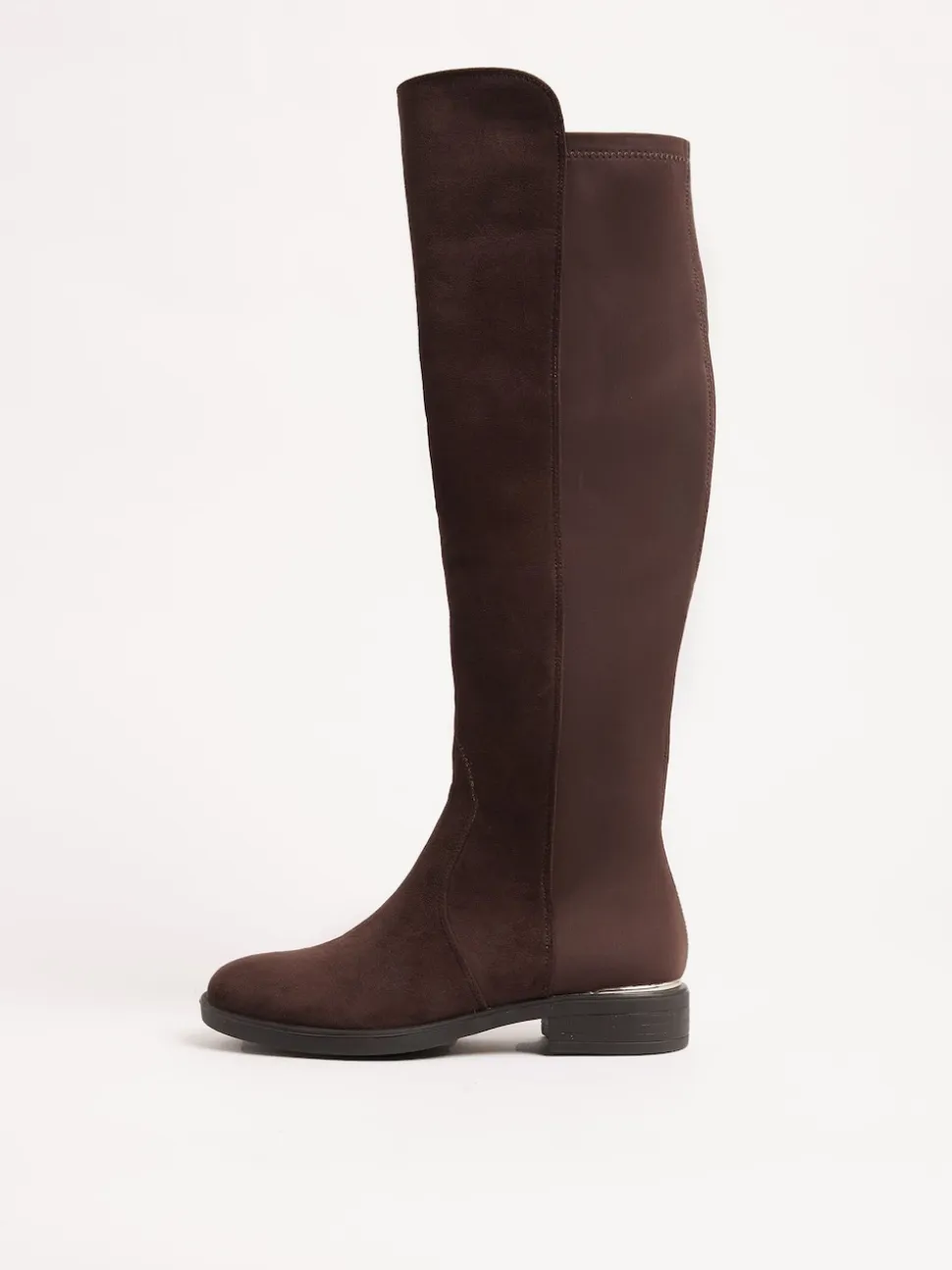 Chocoladebruin - Lipsy Faux Suede Elasticated Flat Knee High Casual Boots