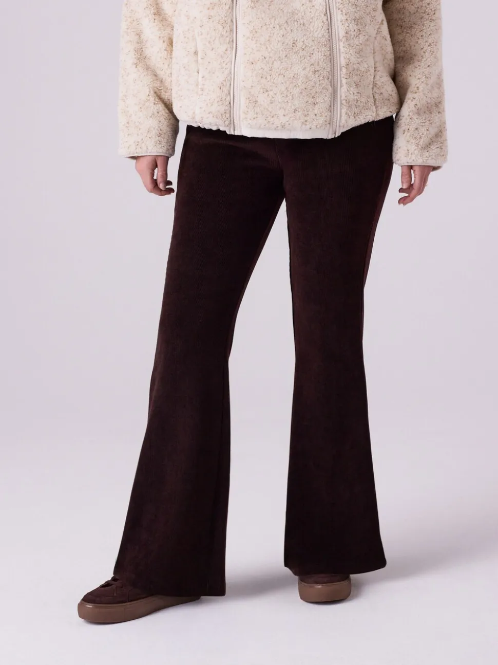 Chocoladebruin - Maternity Cord Flare Trousers
