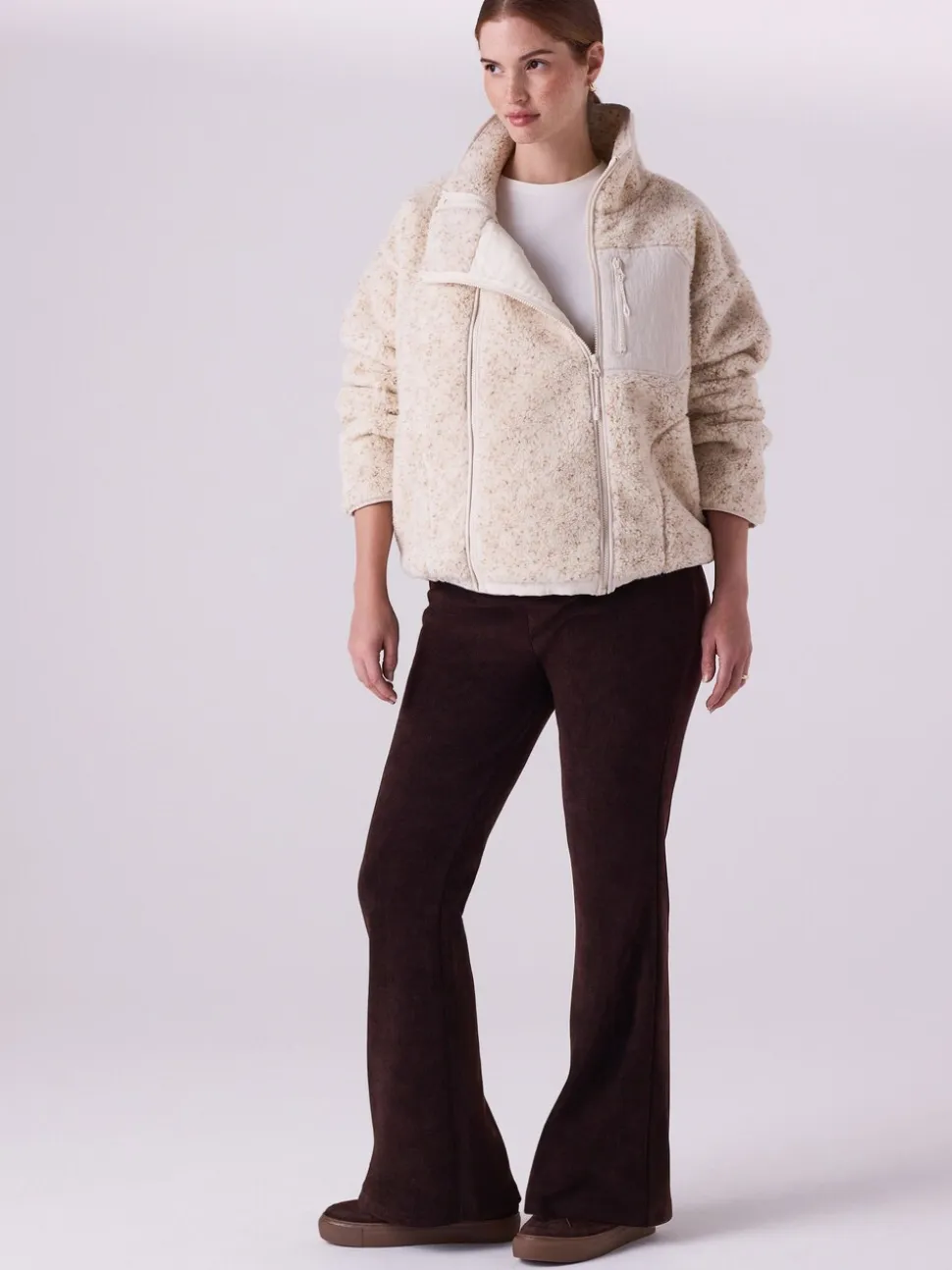 Chocoladebruin - Maternity Cord Flare Trousers