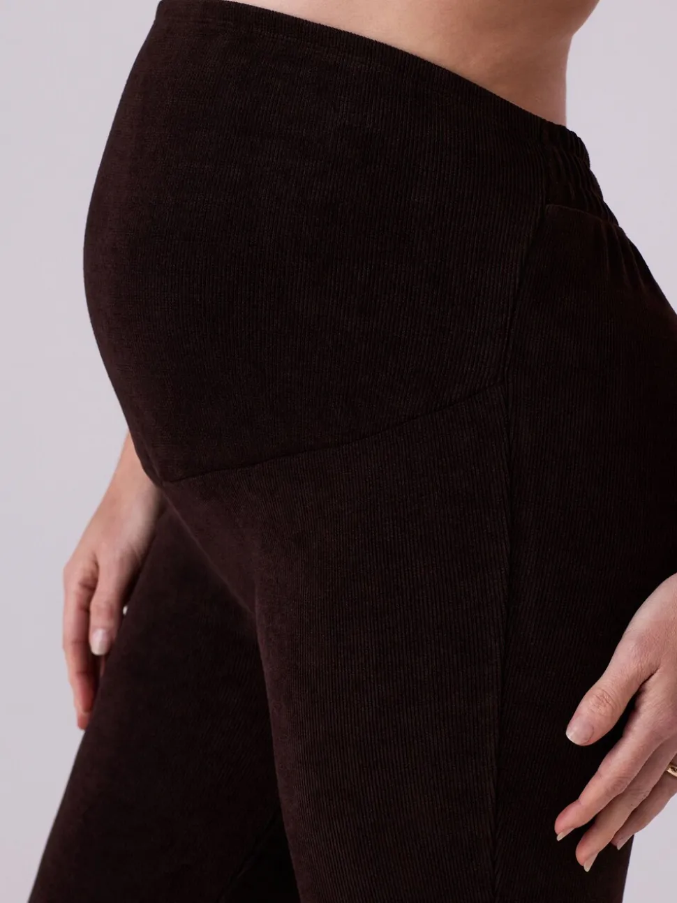 Chocoladebruin - Maternity Cord Flare Trousers