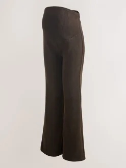 Chocoladebruin - Maternity Cord Flare Trousers