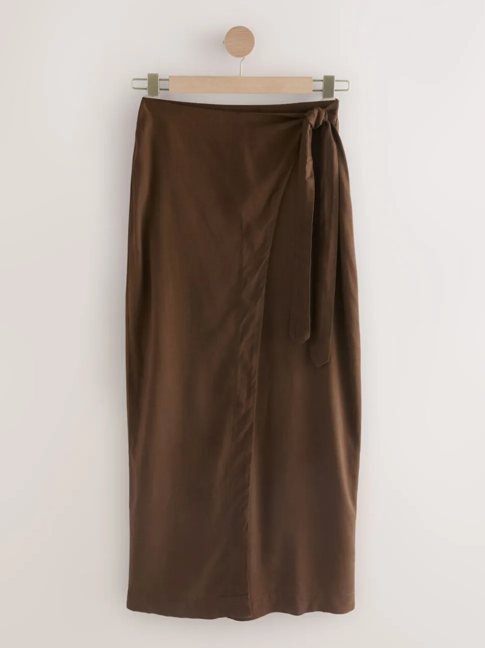 Chocoladebruin - Maxi rok met linnen