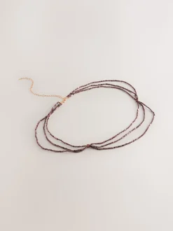 Chocoladebruin - Metallic Skinny Tiered Beaded Belt