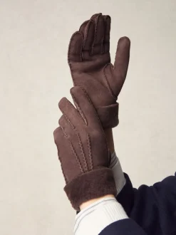 Chocoladebruin - N. Premium leren handschoenen van schapenvacht