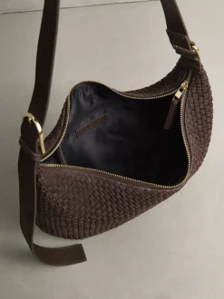 Chocoladebruin - N. Premium Suede Sling Weave Schoudertas