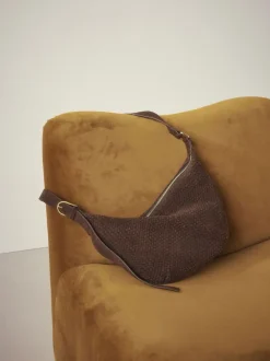 Chocoladebruin - N. Premium Suede Sling Weave Schoudertas