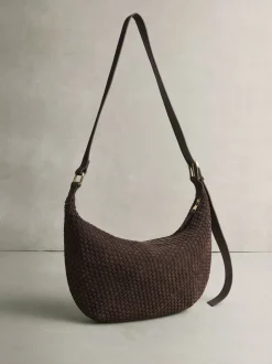 Chocoladebruin - N. Premium Suede Sling Weave Schoudertas