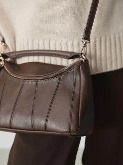Chocoladebruin - Panel Cross-Body Bag
