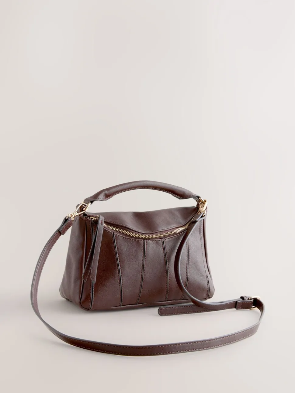 Chocoladebruin - Panel Cross-Body Bag