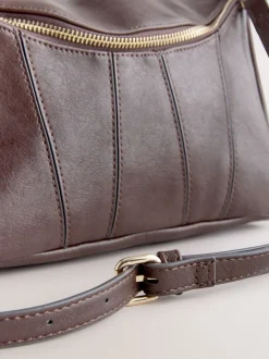 Chocoladebruin - Panel Cross-Body Bag